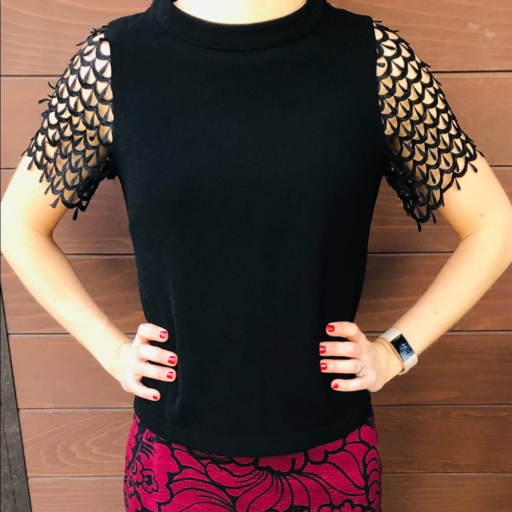 black top with see thru sleeves, from boutique